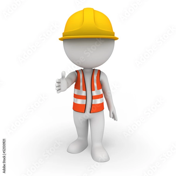 Fototapeta 3d white people as road worker