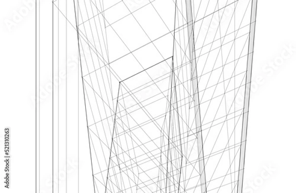 Fototapeta Abstract architecture drawing 3d illustration