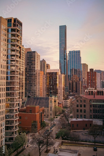 Obraz city skyline at sunset