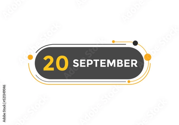 Fototapeta september 20 calendar reminder. 20th september daily calendar icon template. Vector illustration 
