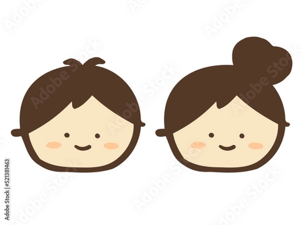 Fototapeta かわいい笑顔の人物／手描きイラスト素材