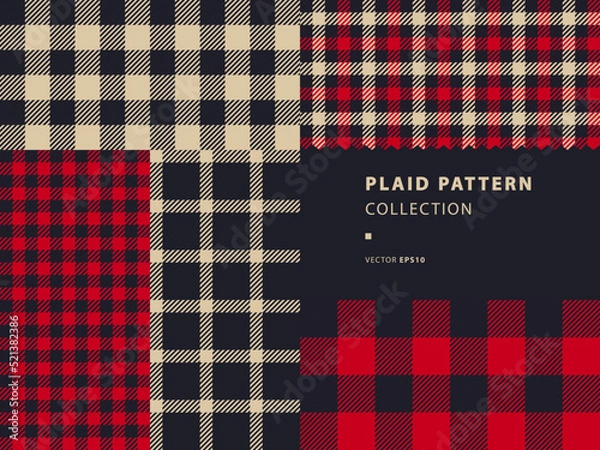 Obraz Plaid pattern collection with Lumberjack or Buffalo plaid