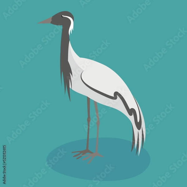 Fototapeta Crane, illustration, vector, side view
