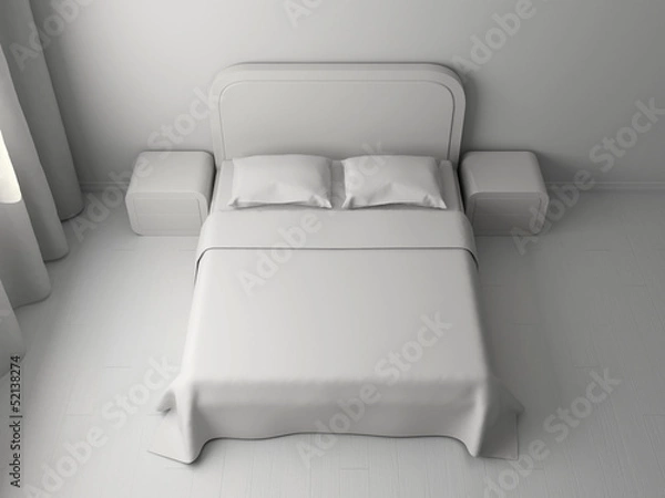 Fototapeta Double bed and bedside tables