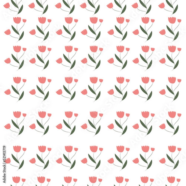 Fototapeta Hand drawn abstract  flowers seamless pattern