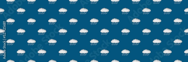 Fototapeta Blue sky and clouds with rain, seamless pattern background.