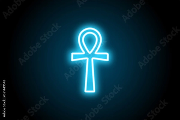 Fototapeta Glowing neon pegan Egyptian ankh symbol icon 