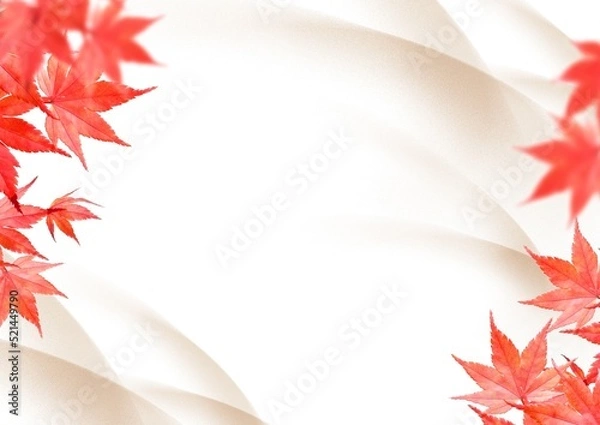 Fototapeta 秋の紅葉 和風グラデーションノイズフレーム