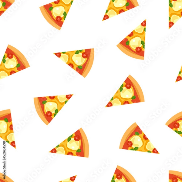 Fototapeta Seamless vector drawing of buffalo pizza slices. Backdrop for a pizzeria