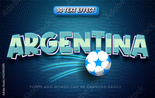 Fototapeta Argentina football world cup 3d editable text effect