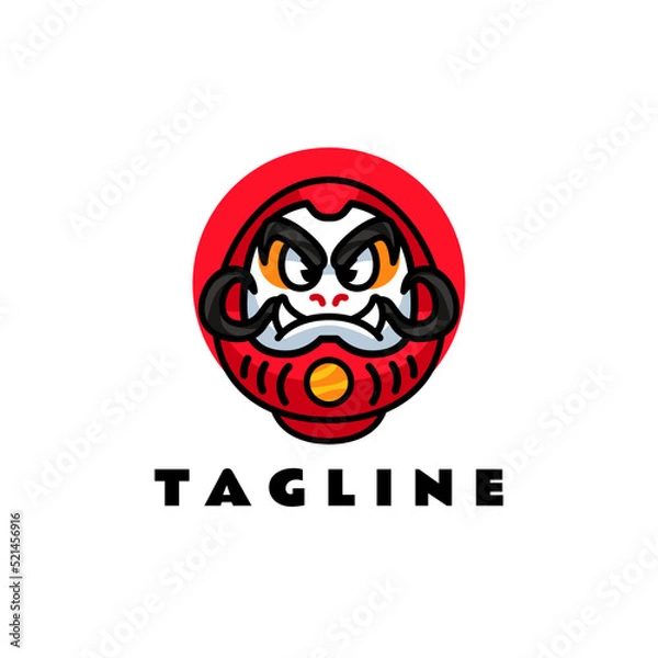 Fototapeta Daruma logo design template with cute details