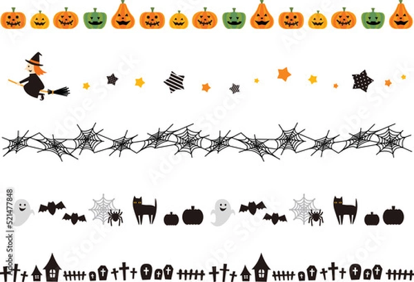 Fototapeta ハロウィンのかわいい罫線セット／飾り罫／ベクター／イラスト／素材