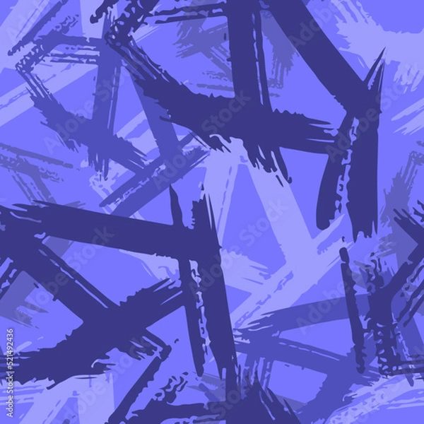 Fototapeta vector rough freeform brush stroke lines overlapped seamless pattern on violet