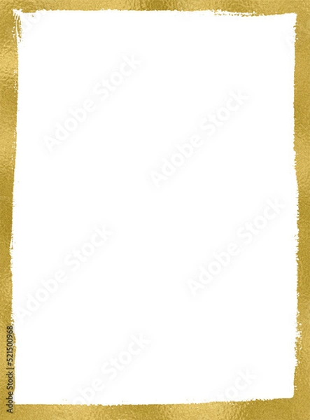 Obraz Golden frame, distressed, gold, shabby border. Isolated png illustration, transparent background. Asset for overlay, texture, pattern, montage, collage, shape, greeting, invitation card.