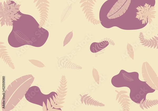 Fototapeta Natural background of leaves, branches and organic shapes in earth tones,pink.vector illustration..