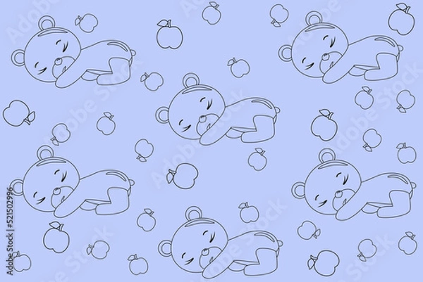 Fototapeta Cute sleeping bear. Funny background of a sleeping teddy. Bear's Baby