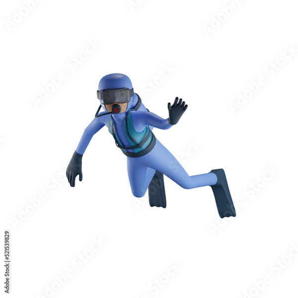 Obraz 3d scuba diver character