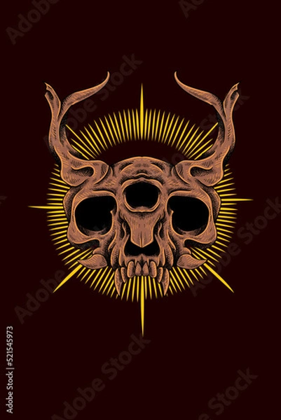 Fototapeta Deer monster skull vector illustration