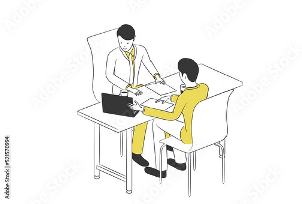 Fototapeta 商談をするビジネスマンのシンプルなイラスト