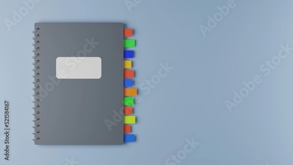 Obraz Notebook with notes inside. Stylized 3d illustration.
