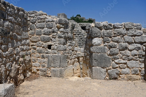 Obraz stone block walls of a medieval fortress in Nimrod National Park