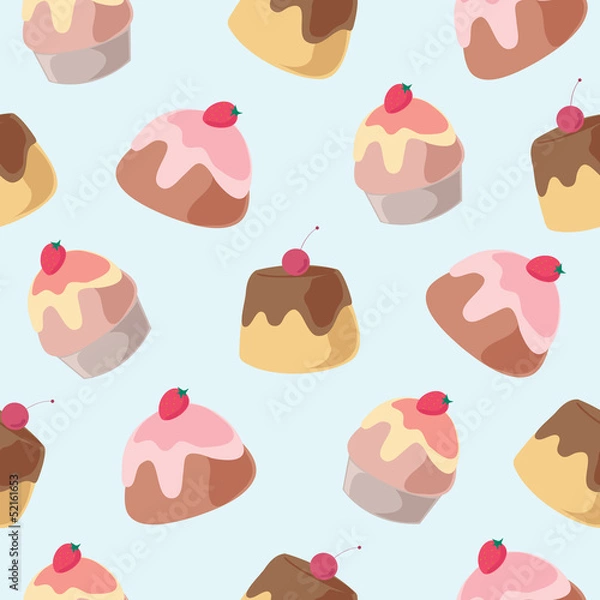 Obraz Seamless pattern background of cupcake and pudding