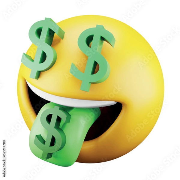 Fototapeta Dollar emoji face 3d rendering isometric icon.