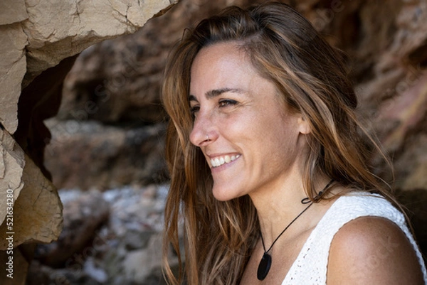 Obraz Beautiful Caucasian woman smiling relaxing on summer