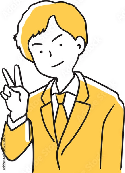 Fototapeta ピースをするビジネスマン