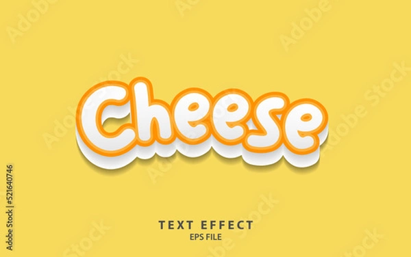 Fototapeta Cheese text effect template with cartoon style and bold font concept use for food brand label and logo. Vector illustration