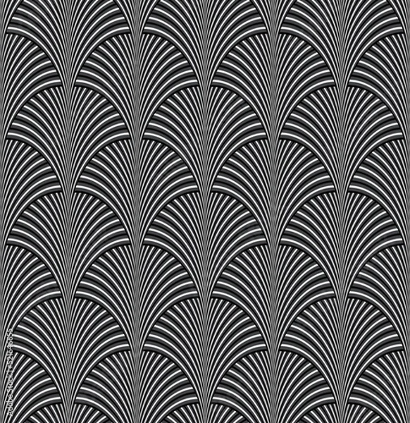 Obraz Elegant Art Deco Seamless Pattern Peacock Feather Style Seashell Shaped Endless Vector Design Luxury Rich Concept Trendy Colors