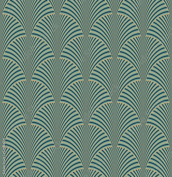 Obraz Elegant Art Deco Seamless Pattern Peacock Feather Style Seashell Shaped Endless Vector Design Luxury Rich Concept Trendy Colors