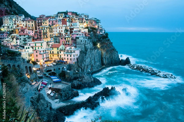 Obraz anochece en manarola