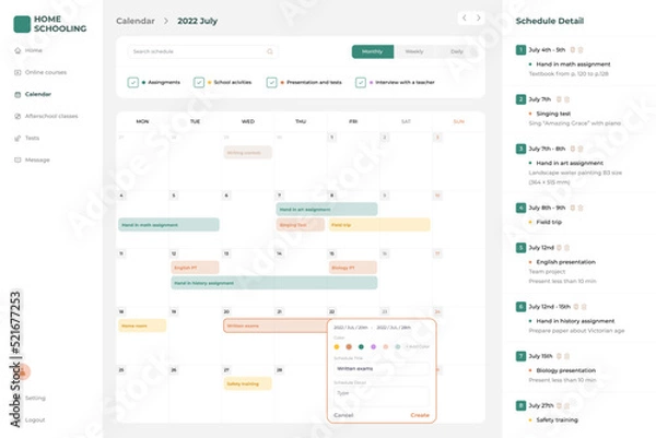 Fototapeta Home schooling Application UI Design Template
