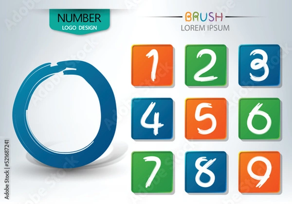 Fototapeta Set of numbers written with a brush style vector