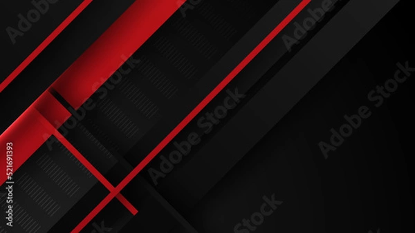 Fototapeta High contrast red and black glossy stripes. Abstract tech graphic background design. Vector corporate background. Vector illustration.