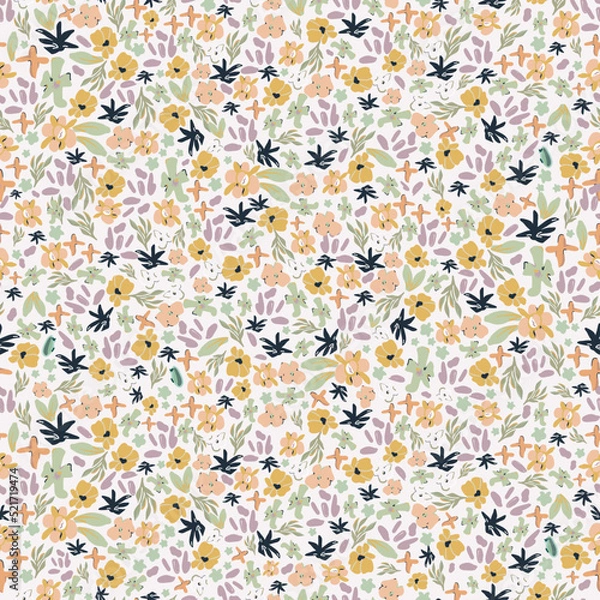 Fototapeta Ditsy flower seamless fabric design pattern