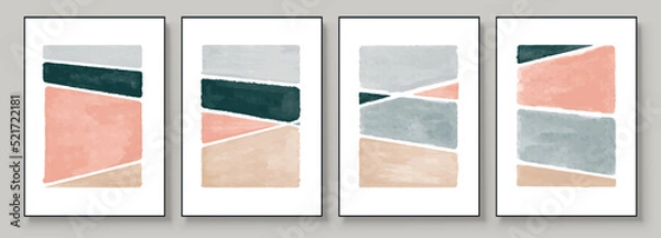 Fototapeta Set of Abstract Hand Painted Illustrations for Postcard, Social Media Banner, Brochure Cover Design or Wall Decoration Background. Modern Abstract Painting Artwork. Vector Pattern