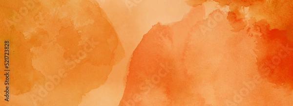 Obraz Orange watercolor background texture, blotches of watercolor paint, textured autumn or fall paper, light orange watercolor wash with abstract blob design