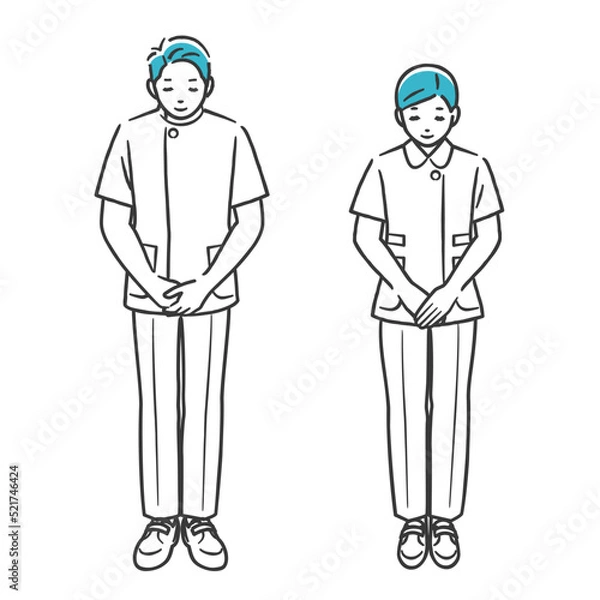 Fototapeta お辞儀をする福祉・医療従事者