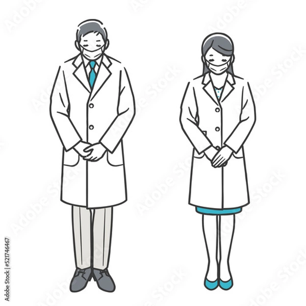 Fototapeta お辞儀をする医師（マスク姿）