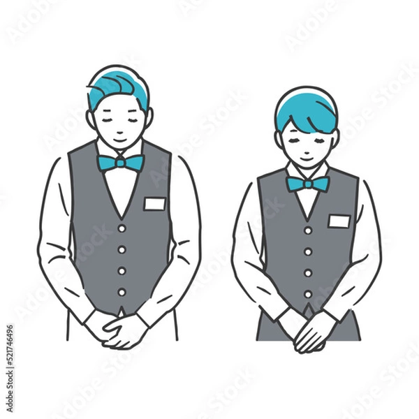 Fototapeta お辞儀をするレストランスタッフ