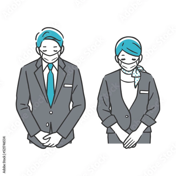 Fototapeta お辞儀をするコンシェルジュ（マスク姿）