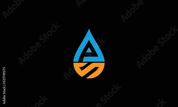 Fototapeta PS Letter Initial Icon Logo Design Vector Illustration. PS logo with a symbol of drop.