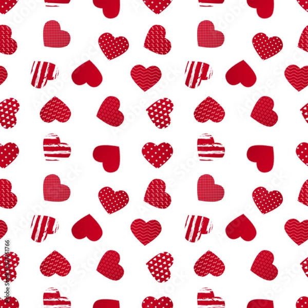 Fototapeta Red hearts seamless pattern background vector illustration