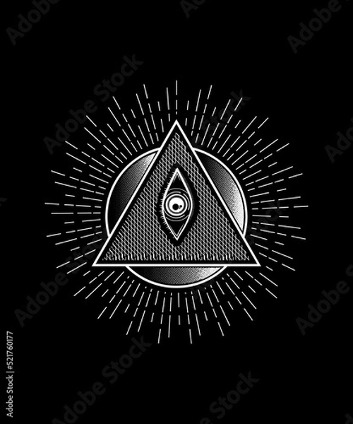 Obraz illustration of an eye with a spider Beautiful t shirt design, use for graphic, poster, card, wallpaper, textile, typography, the art, Beautiful background.