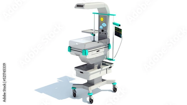 Fototapeta Infant Warmer medical equipment 3D rendering on white background