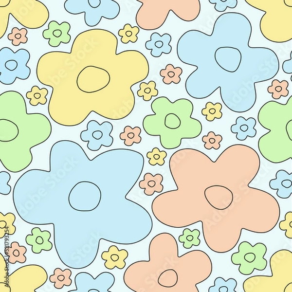 Fototapeta seamless abstract floral pattern with pastell colors
