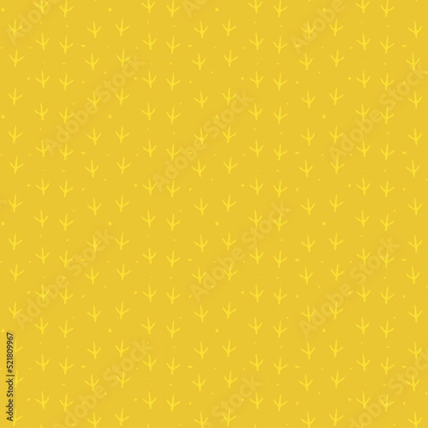 Fototapeta Cute trace of chicken, seamless vector pattern. Hand drawn birds footprints in childish style. Chicken traces naive background