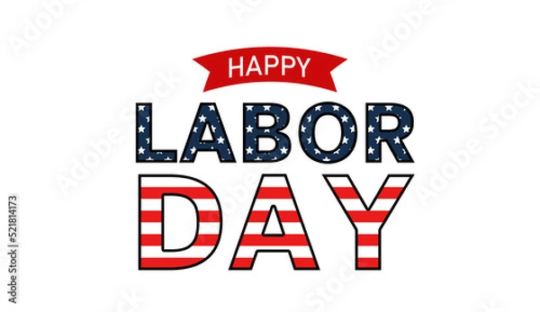 Obraz Labor Day greeting card with USA national flag background and text Happy Labor Day